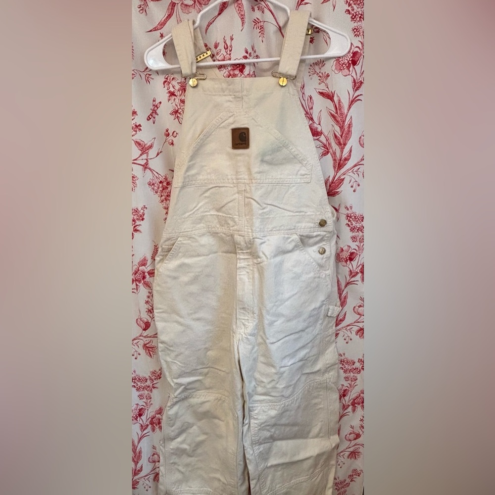 Carhartt Cream Overalls with Brass Accents
